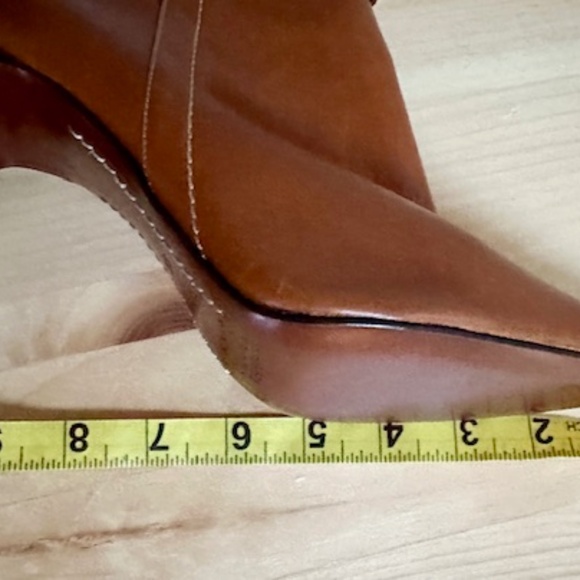 BRAND NEW Vintage Lambertson Truex Cognac Leather Boots 4.25" Heels EU 40 / US 9 - Picture 11 of 12